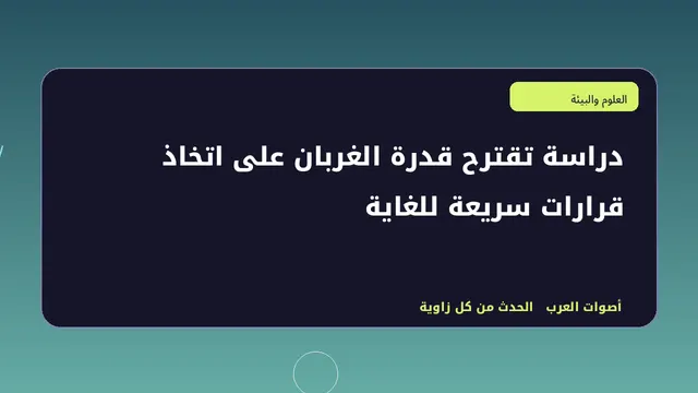 رسم تحريري توضيحي لموضوع دراسة تقترح قدرة الغربان على اتخاذ قرارات سريعة للغاية